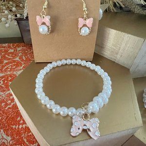 "Bows and Pearls" - The Ultimate Little Princess Bracelet and Earrings Set